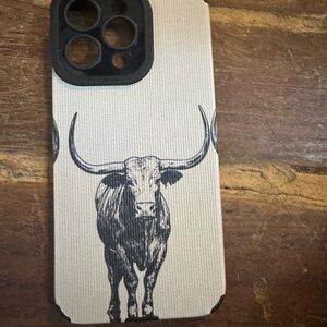 Longhorn Phone Case in Cream and Black